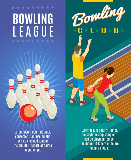 Isometrische Bowling Game verticale banners