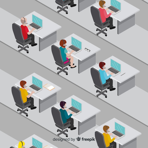 Gratis vector isometrische call center ontwerp