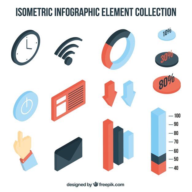 Isometrische collectie van infographic elementen