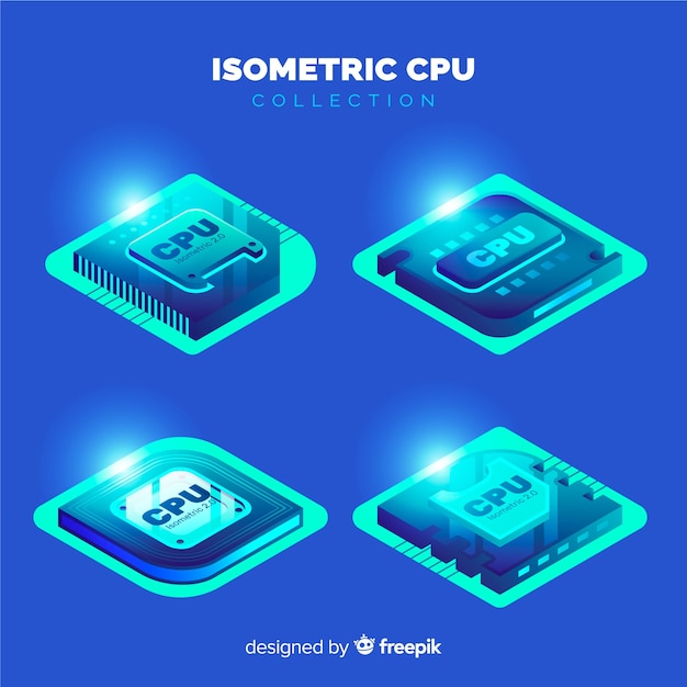 Gratis vector isometrische cpu-verzameling