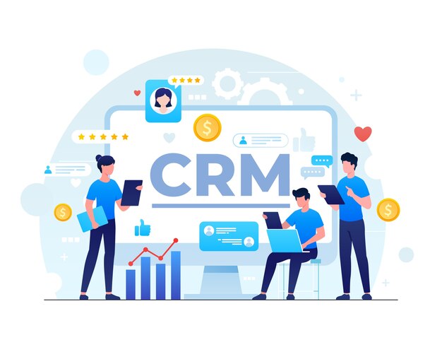 Isometrische crm-illustratie