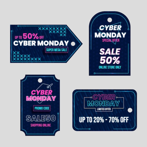 Gratis vector isometrische cyber maandag verkoop labels collectie
