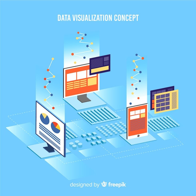 Isometrische data visualisatie illustratie