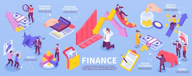Isometrische financiële infographics