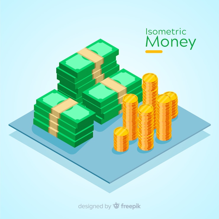 Gratis Vector isometrische geld achtergrond