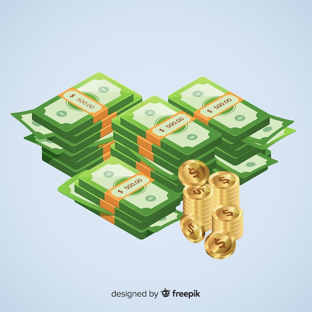 Gratis vector isometrische geld achtergrond