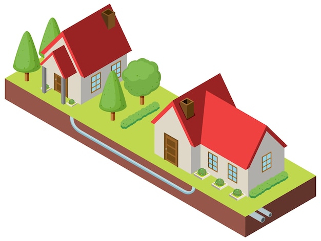 Gratis vector isometrische huizen op witte achtergrond