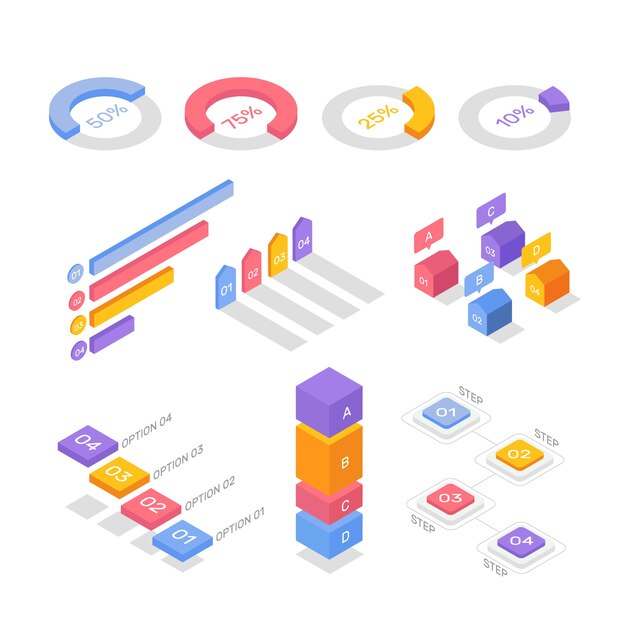 Isometrische infographic collectie