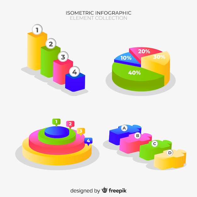 Gratis vector isometrische infographic elementeninzameling