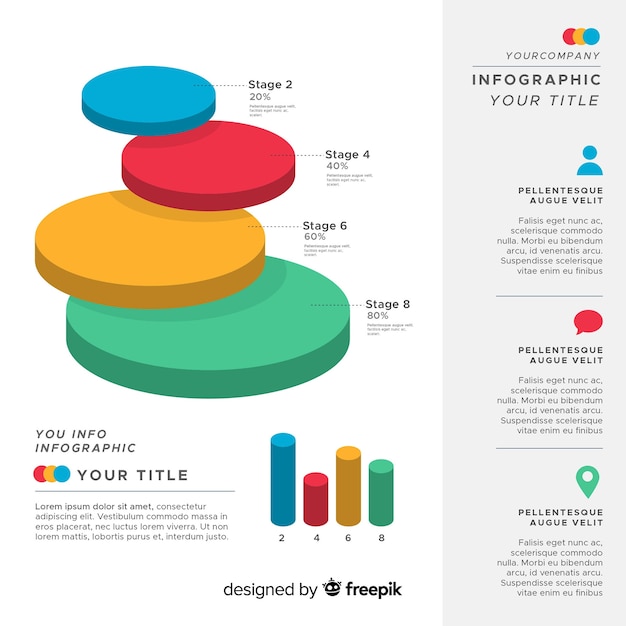 Gratis vector isometrische infographic stappen concept