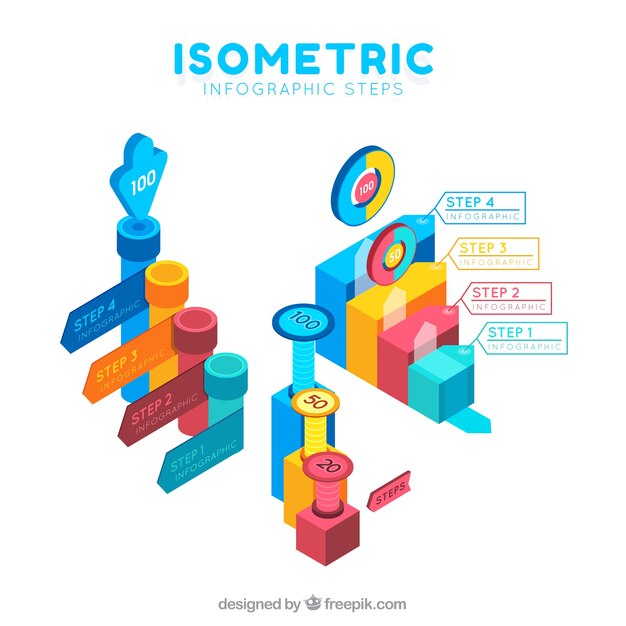 Isometrische infographic stappen