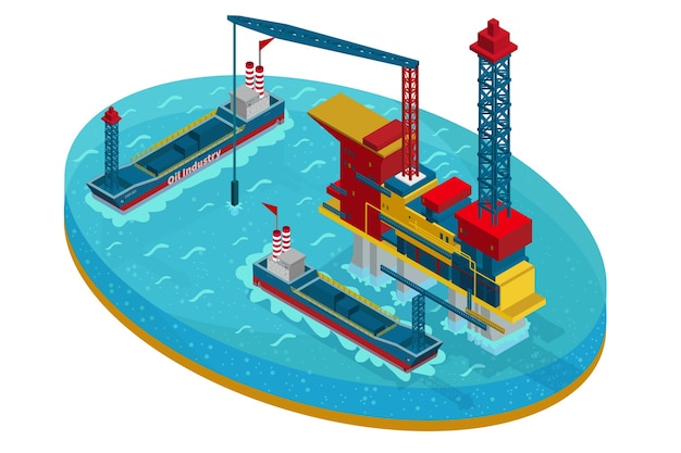 Isometrische olie-extractie in zee concept