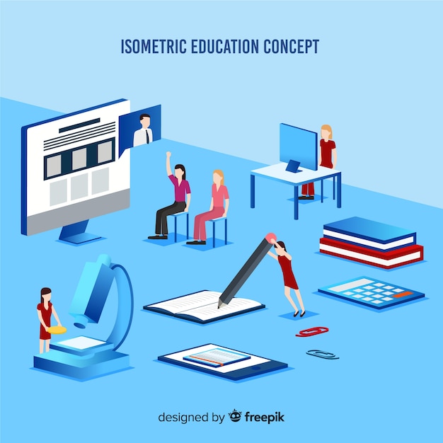 Gratis vector isometrische onderwijs concept illustratie