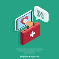 Gratis vector isometrische online dokter concept