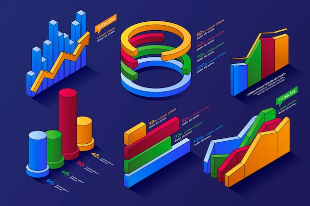 Isometrische overzicht infographic element collectie