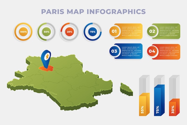 Isometrische Parijs kaart infographics