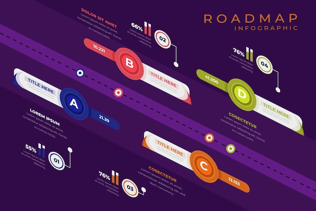 Isometrische routekaart infographic sjabloon