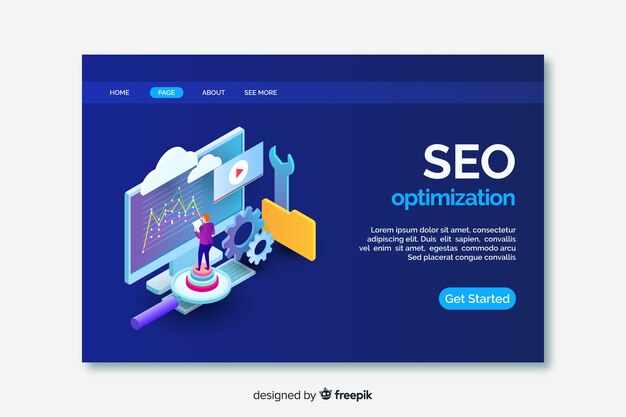 Isometrische seo bestemmingspagina sjabloon