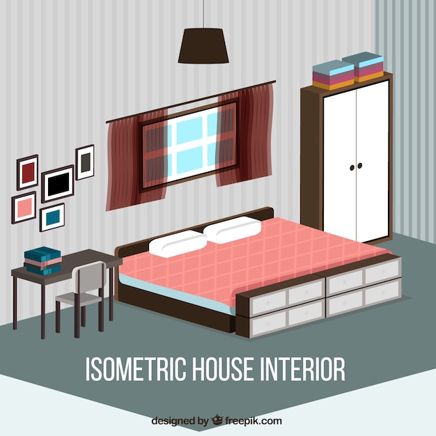 Gratis vector isometrische slaapkamer