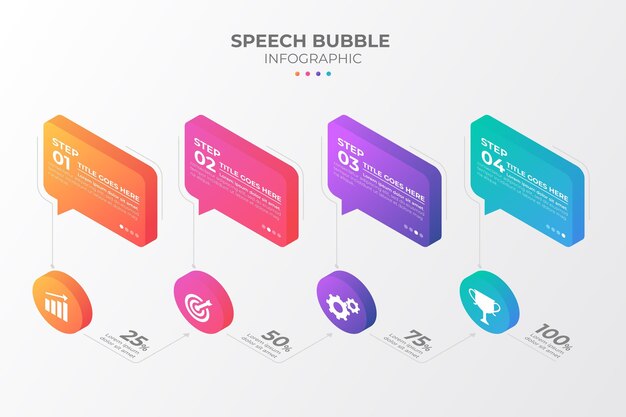 Isometrische spraak bubbels infographics