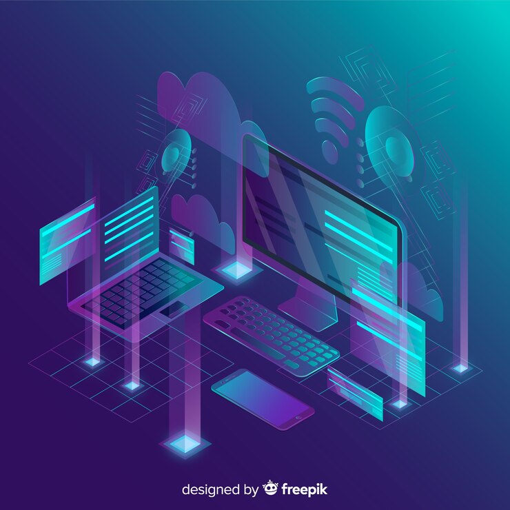 Gratis Vector isometrische tecnology abstracte achtergrond