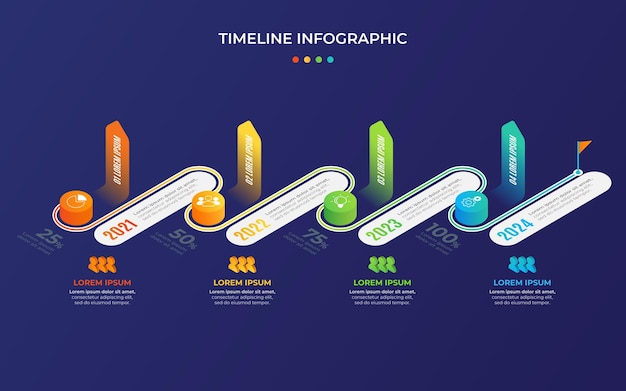 Gratis vector isometrische tijdlijn infographic