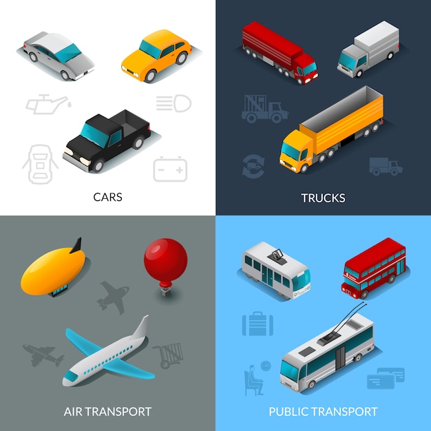 Gratis vector isometrische transportset