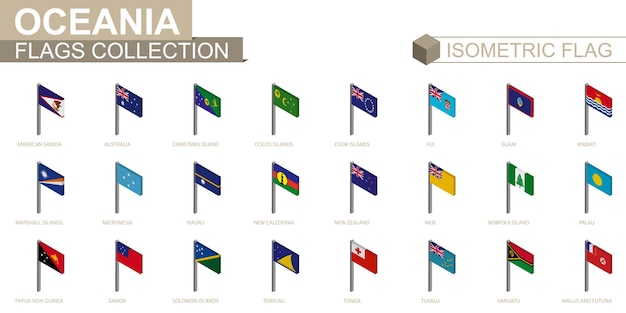 Isometrische vlaggencollectie, landen van oceanië