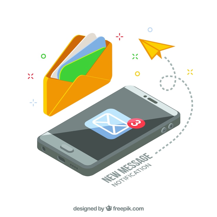 Gratis Vector isometrische weergave van mobiele telefoon met instagram post