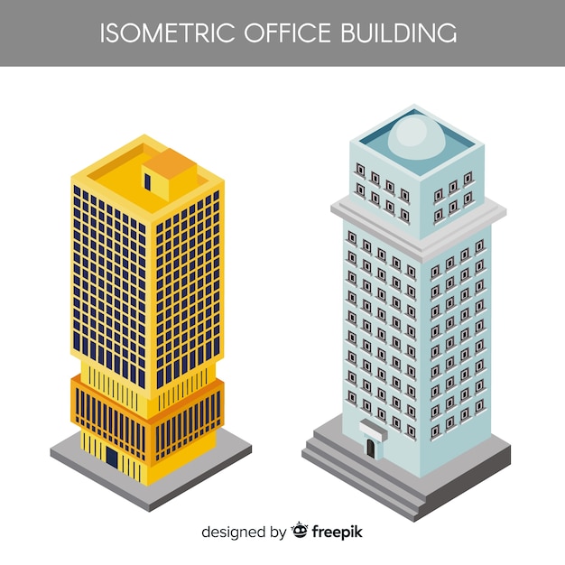 Isometrische weergave van moderne kantoorgebouwen