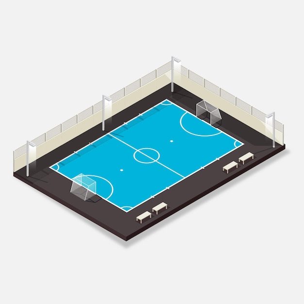 Gratis vector isometrische zaalvoetbalveld