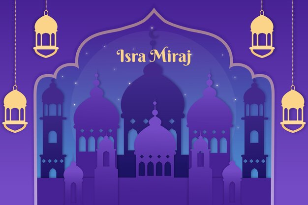 Isra miraj illustratie in papieren stijl