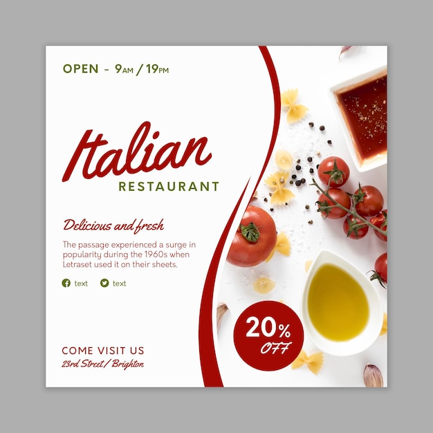 Gratis vector italiaans eten flyer-sjabloon