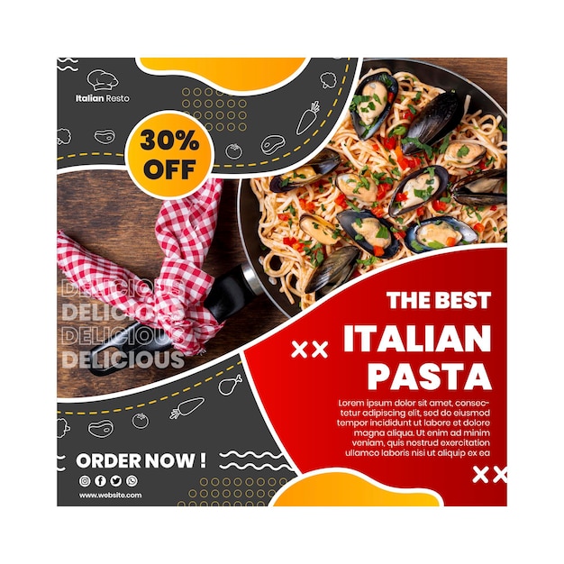 Gratis vector italiaans eten flyer-sjabloon