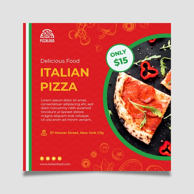 Gratis vector italiaans eten flyer-sjabloon