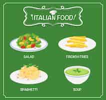 Gratis vector italiaans eten op het menu