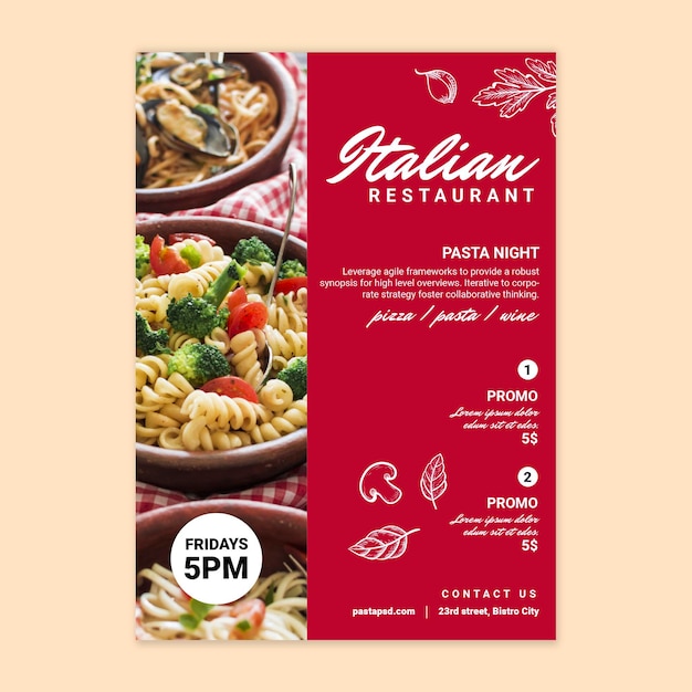 Italiaans eten poster sjabloon