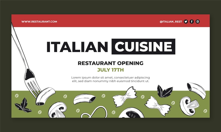 Gratis Vector italiaans restaurant facebook-sjabloon