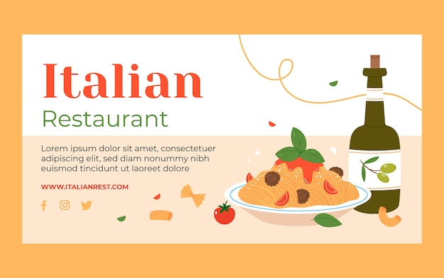 Gratis vector italiaans restaurant sjabloonontwerp