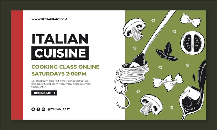 Gratis Vector italiaans restaurant webinar sjabloon