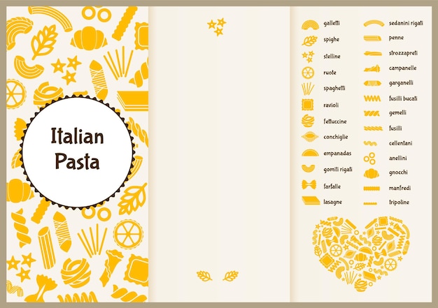 Italiaanse pastapapier-flyer voor presentatie geweldig voor zakelijke promotie van menubannerkaarten