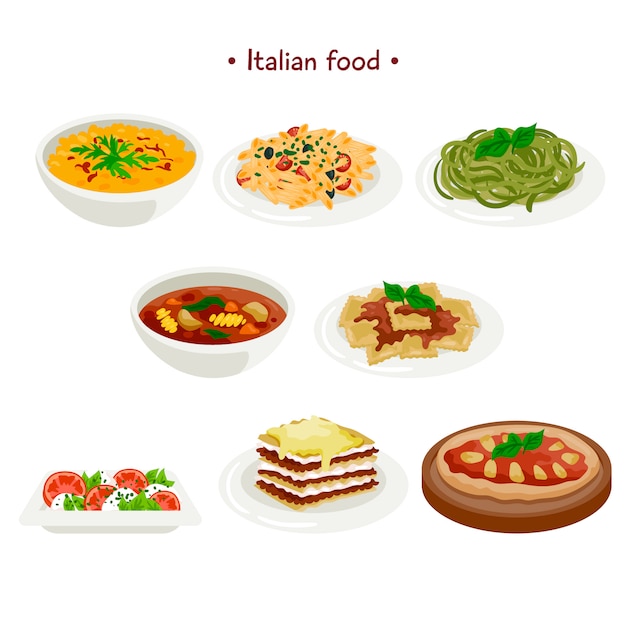 Gratis vector italiaanse voedselverzameling