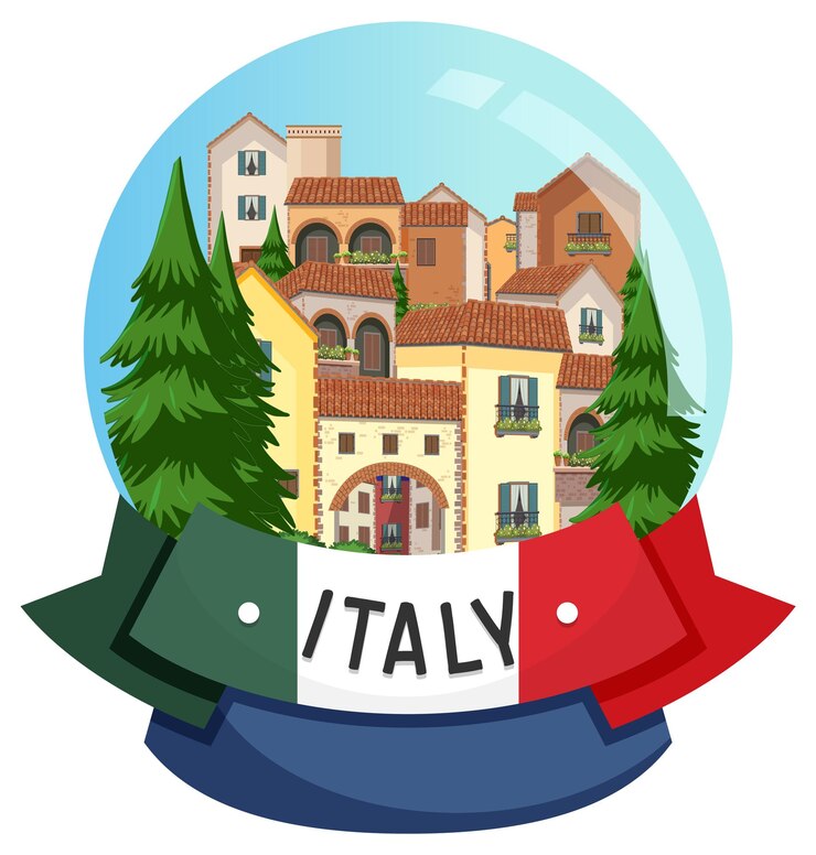 Gratis Vector italië bannerlabel met huisgebouwen