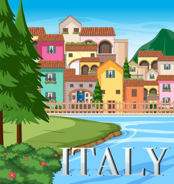 Gratis vector italië iconische toeristische attractie gebouw achtergrond