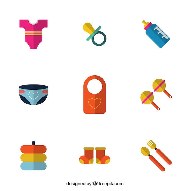 Gratis vector items baby in plat design