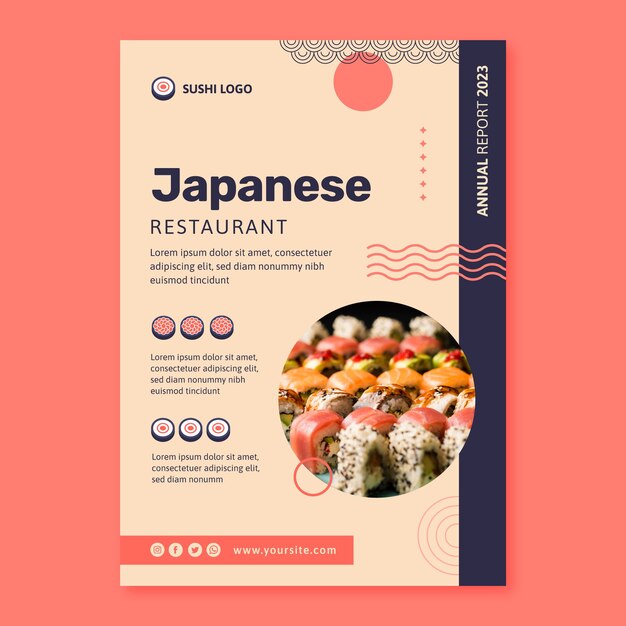 Jaarverslag Japans restaurant met plat ontwerp