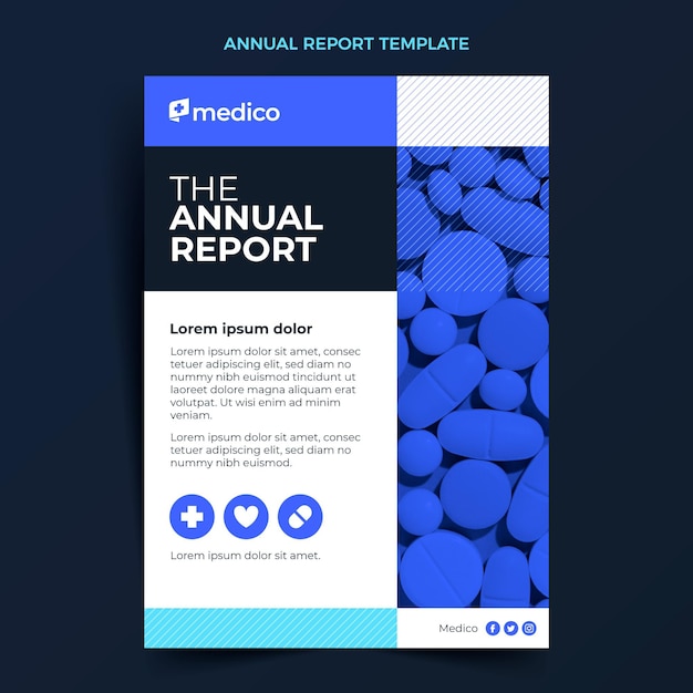 Gratis vector jaarverslag medische zorg plat ontwerp