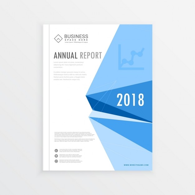 Gratis vector jaarverslag tijdschrift branding voorpagina in a4-formaat met blauwe abstracte vorm