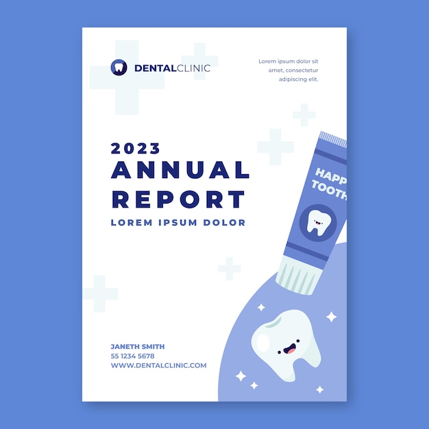 Jaarverslagsjabloon voor tandheelkundige klinieken met plat ontwerp