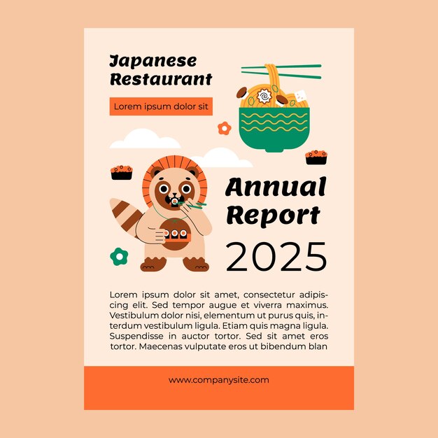 Jaarverslagsjabloon voor traditioneel Japans restaurant